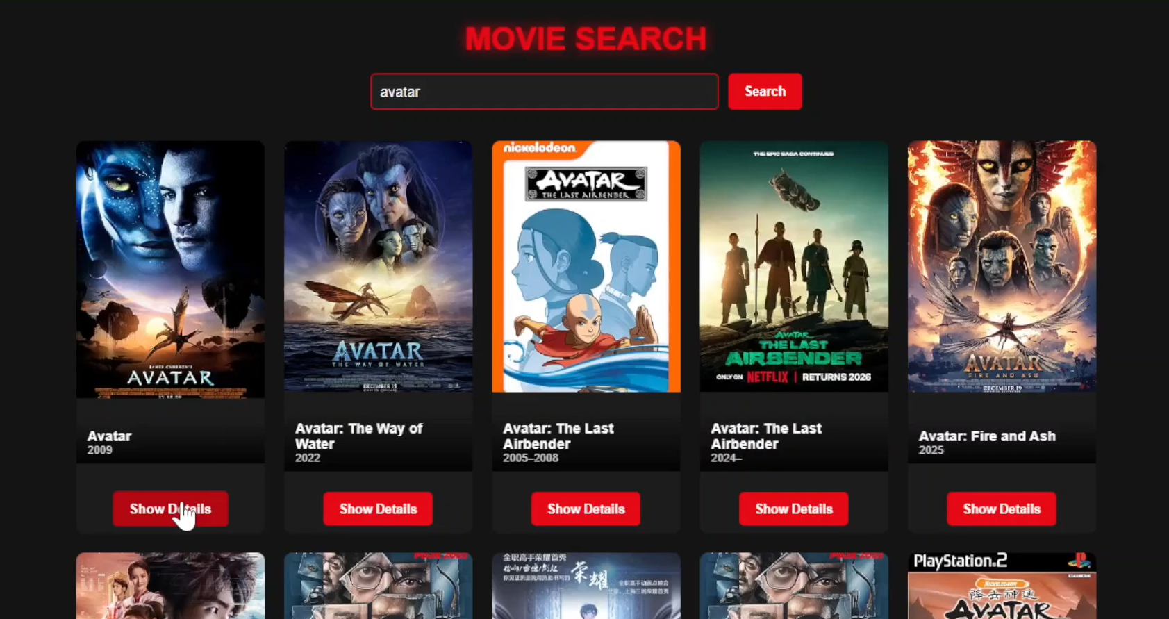 Movie search app project vanilla javascript
